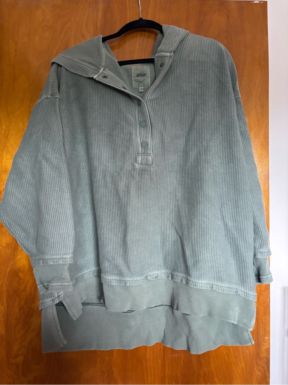 aerie Men's Hooded Ribbed Pullover - Sage
